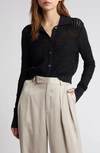 Frame Open Stitch Shrunken Cardigan In Black
