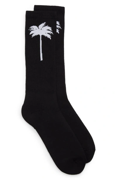 Palm Angels Intarsia-logo Socks In Black