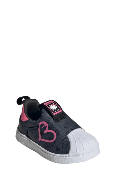 Adidas Originals X Hello Kitty & Friends Kids' Superstar 360 Trainer In Carbon/ Black/ Pink Fusion