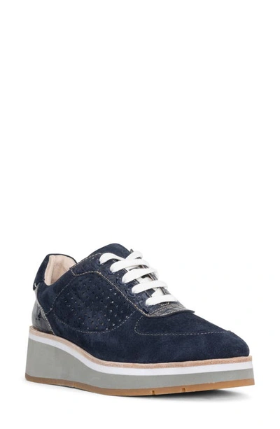 Donald Pliner Women's Lace Up Sporty Wedge Trainers In Navy