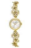 Kate Spade New York Monroe Floral Crystal Strap Watch, 24mm In Gold