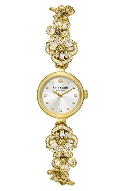 Kate Spade Monroe Floral Crystal Strap Watch, 24mm In Gold