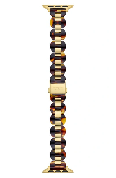 Kate Spade Scallop 16mm Apple Watch® Tortoiseshell Patterned Bracelet Watchband In Brown/gold