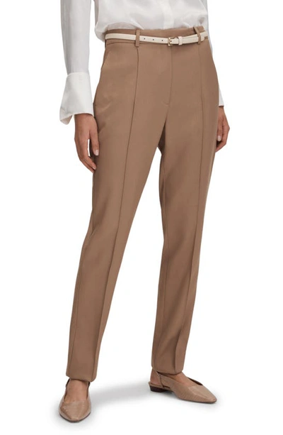 Reiss Womens Mink Neutral Wren Slim-leg Mid-rise Woven Trousers In Brown