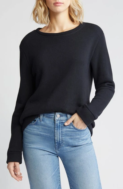 Loveappella Crewneck Cotton Pullover Sweater In Black