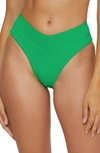 Becca Modern Edge High Waist Bikini Bottoms In Verde