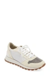 Brunello Cucinelli Bead-embellished Nylon And Suede Sneakers In White
