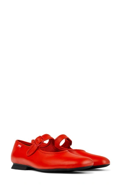 Camper Casi Myra Leather Ballerina Shoes In Red