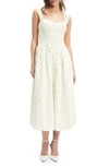 Bardot Malea Floral Print Sleeveless Linen Blend Midi Dress In Yellow Floral