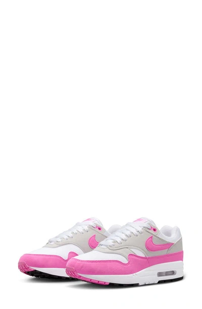 Nike Women's Air Max 1 Shoes In White/playful Pink/neutral Grey/black
