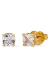 Kate Spade Little Luxuries 6mm Square Studs In Clear/ Gold.