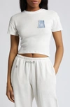 SAMI MIRO VINTAGE DENIM LOGO PATCH ORGANIC COTTON & HEMP CROP T-SHIRT