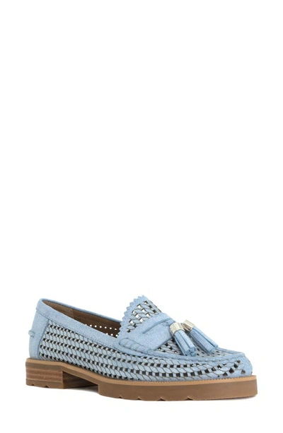 Donald Pliner Women's Slip On Tassel Perforated Loafer Flats In Denim