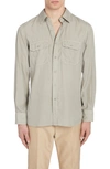 TOM FORD MILITARY FIT FLUID TWILL BUTTON-UP SHIRT