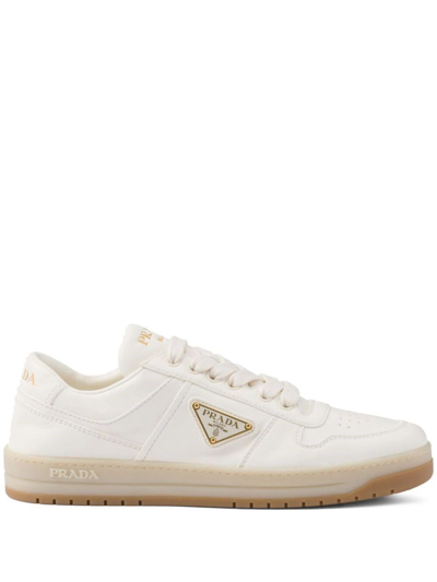Prada Downtown Nappa Leather Sneakers In Ivory