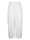 Bottega Veneta Wide Leg Pleated Trousers With Back Pockets In White
