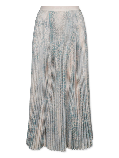 Balenciaga Printed Pleated Midi Skirt In Multicolour