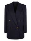 Bottega Veneta Womens Black Knot Peak-lapels Wool Blazer In Blue