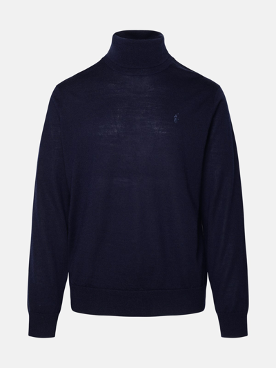 Polo Ralph Lauren Blue Wool Turtleneck Sweater In Navy