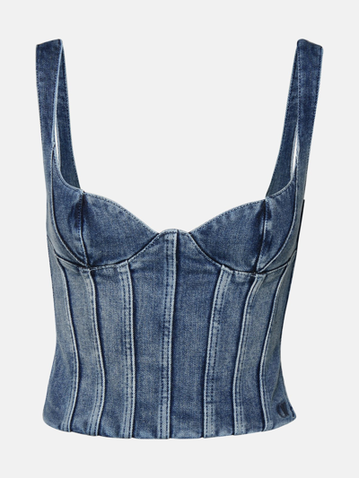 Off-white Bustier Denim Cropped Top In Blue