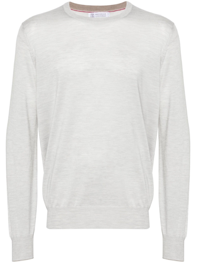 Brunello Cucinelli Melange Sweater In Grey