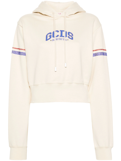 Gcds Sweatshirt With Cropped Decoration In White