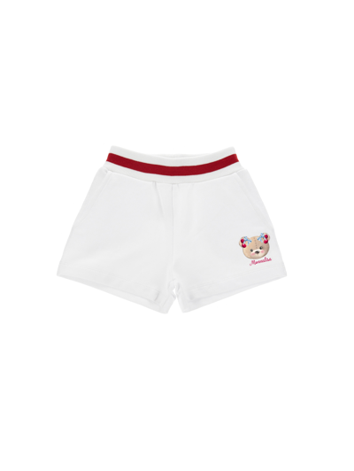 Monnalisa Cotton Fleece Teddy Shorts In White