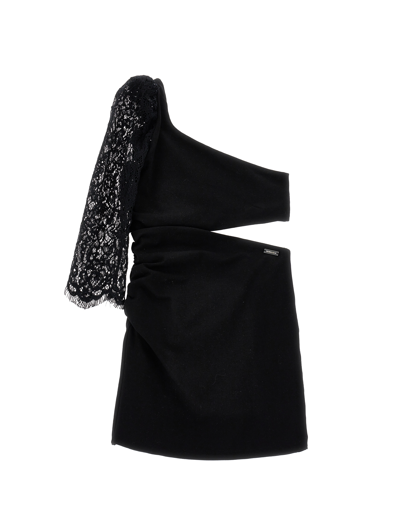 Monnalisa Kids'   One Shoulder Sheath Dress In Black