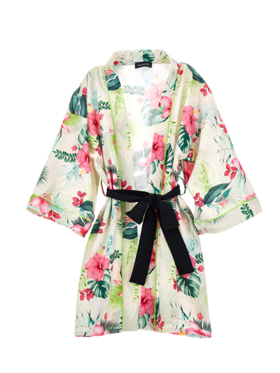 Monnalisa Kids'   Jungle Print Kimono Jacket In Beige