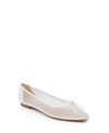 Badgley Mischka Cam Mesh Leather Bow Ballerina Flats In White Mesh