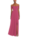 After Six Off-the-shoulder Basque Neck Maxi Dress With Flounce Sleeves In Pink