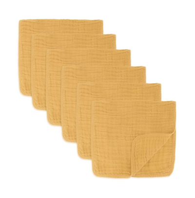 Comfy Cubs Baby Boys And Baby Girls Muslin Burp Cloths, Pack Of 6 In Turmeric