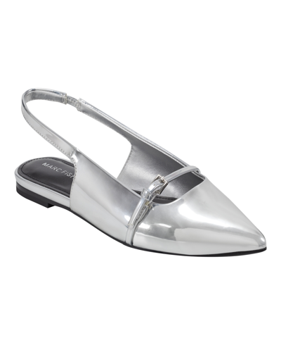 Marc Fisher Women's Elelyn Pointy Toe Slingback Dress Flats In Silver