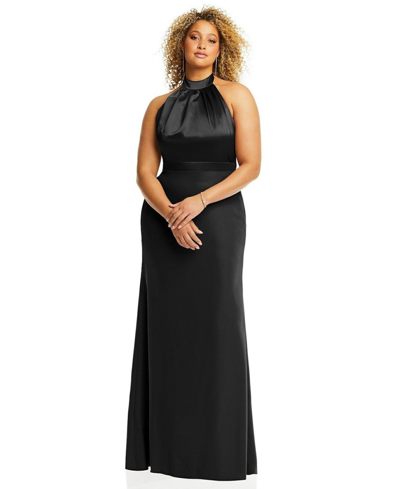 After Six High-neck Open-back Maxi Dress With Scarf Tie In Black