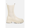 London Rag Jolt Elasticated Gussets Lug Sole Boots In Off White