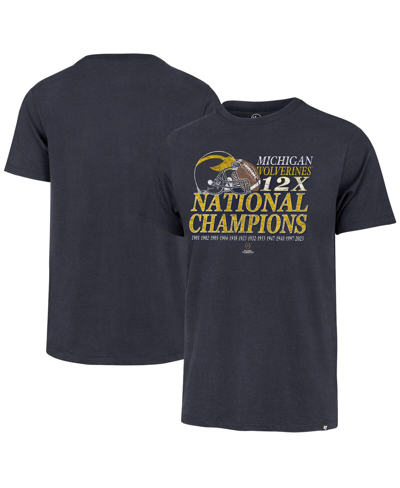 47 Brand Men's ' Navy Distressed Michigan Wolverines 12-time Football National Champions Franklin T-s