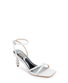 Badgley Mischka Women's Callie Square Toe Crossover Strap High Heel Sandals In White Nappa Leather
