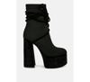 London Rag After Pay High Heeled Velvet Knitted Boot In Black