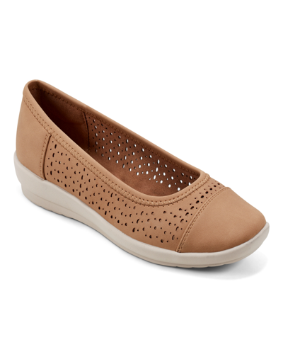 Easy Spirit Women's Avien Square Toe Slip-on Casual Flats In Medium Brown