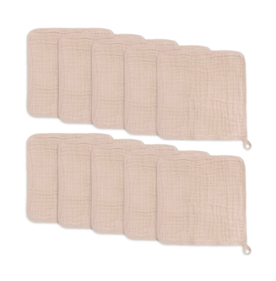 Comfy Cubs Babies' Muslin Washcloths, Pack Of 10 With Gift Box In Blush