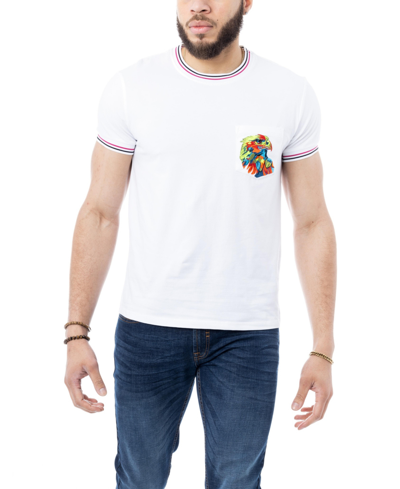 X-ray Embroidered Pocket T-shirt In White,black,neon Pink