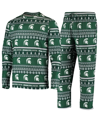 CONCEPTS SPORT MEN'S CONCEPTS SPORT GREEN MICHIGAN STATE SPARTANS UGLY SWEATER KNIT LONG SLEEVE TOP AND PANT SET