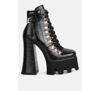 London Rag Boogie High Platform Block Heel Lace Up Biker Boots In Black