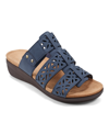 Easy Spirit Bazel 3 Womens Faux Leather Slip On Slide Sandals In Blue - Manmade