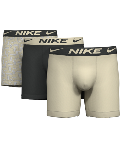 Nike Men's 3-pk. Dri-fit Essential Micro Boxer Briefs In Techgen Print,anthracite,coconut Milk