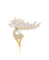 Classicharms Gold Pave And Pearl Reindeer Brooch Necklace Set In Gold