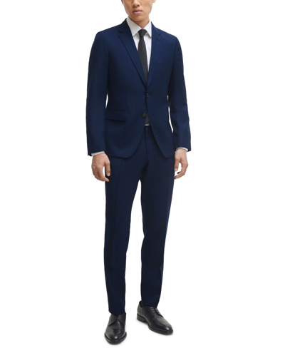 Hugo Boss Huge/genius Wool Twill Slim Fit Suit In Dark Blue