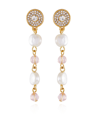 T Tahari Imitation Pearl And Light Pink Bead Dangle Earrings In Gold