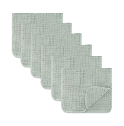 Comfy Cubs Babies' Muslin Burp Cloths, Pack Of 6 In Fern