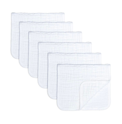 Comfy Cubs Babies' Muslin Burp Cloths, Pack Of 6 In White